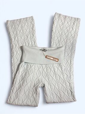 SKIMS Snow Bunny Shop Knit Foldover Pant In CLOUD